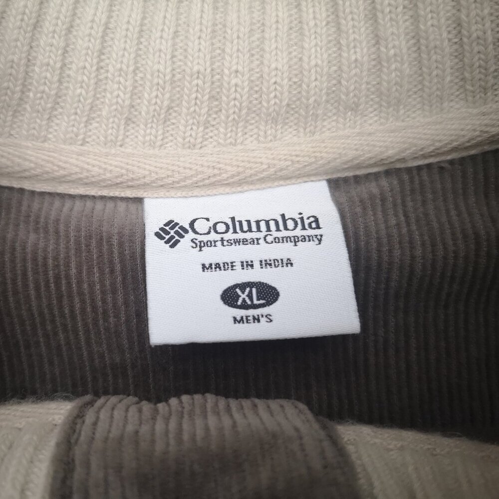 Columbia Men's Size XL Beige & Tan 3 Button Closure Mock Neck Sweater - Picture 3 of 12